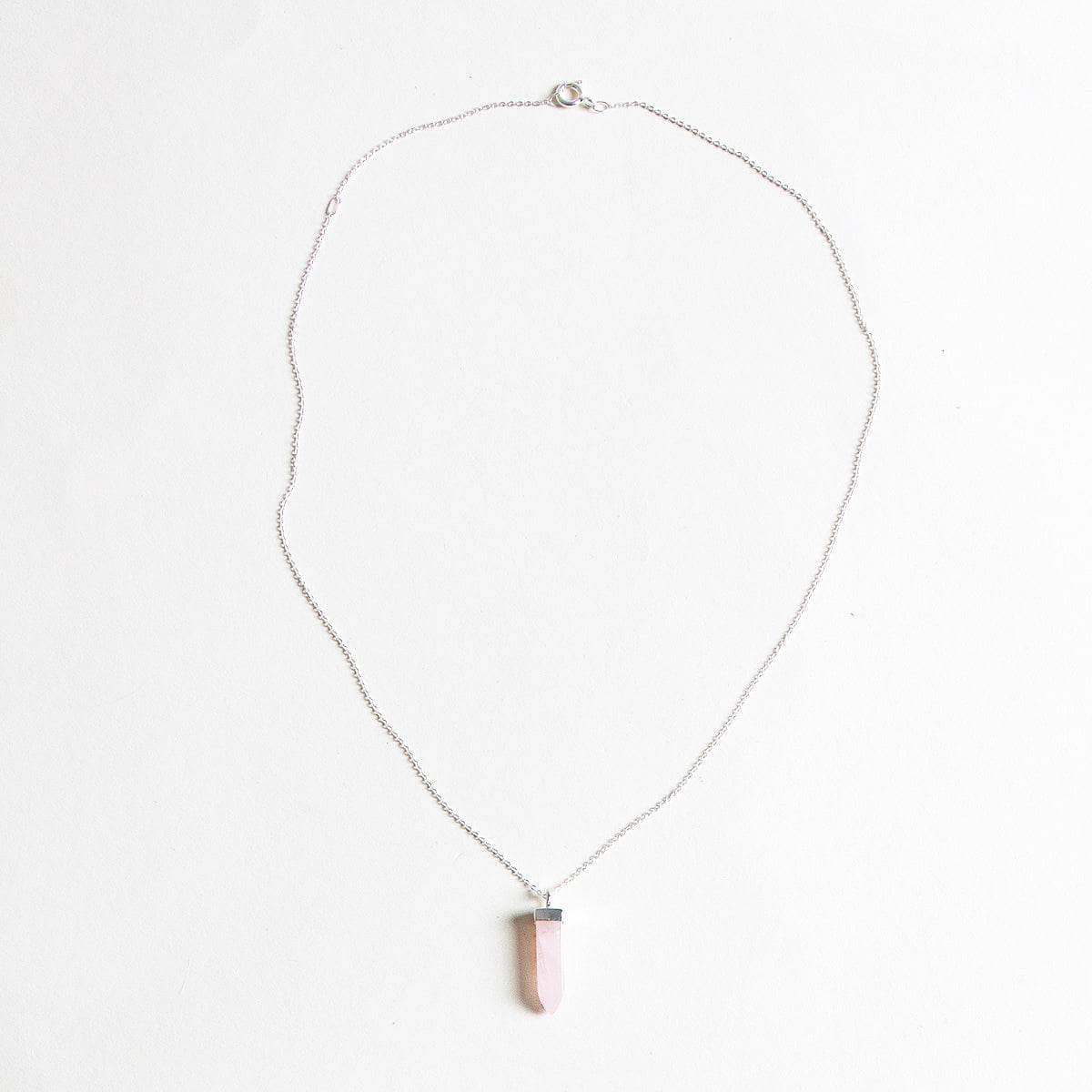 Rose Quartz Crystal Point Necklace by Tiny Rituals