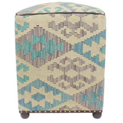 Southwestern Stapleto Handmade Kilim Upholstered Ottoman by Bareens Designer Rugs