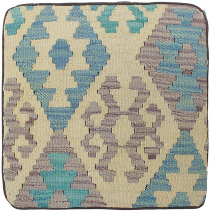 Southwestern Stapleto Handmade Kilim Upholstered Ottoman by Bareens Designer Rugs