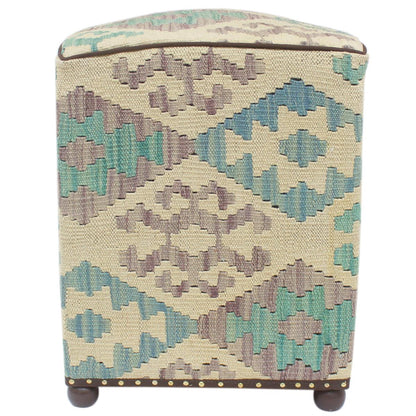 Shabby Chic Franco Handmade Kilim Upholstered Ottoman by Bareens Designer Rugs