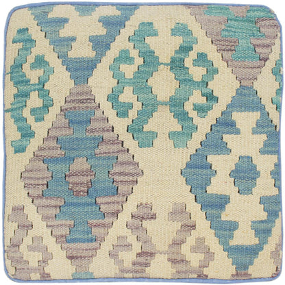 Modern Rodney Handmade Kilim Upholstered Ottoman by Bareens Designer Rugs