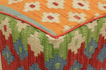 Shabby Chic Arely Handmade Kilim Upholstered Ottoman by Bareens Designer Rugs