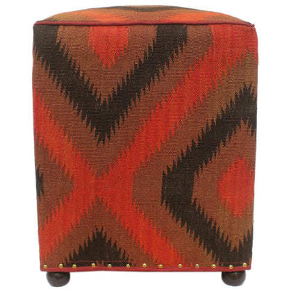 Southwestern Bradbury Handmade Kilim Upholstered Ottoman by Bareens Designer Rugs