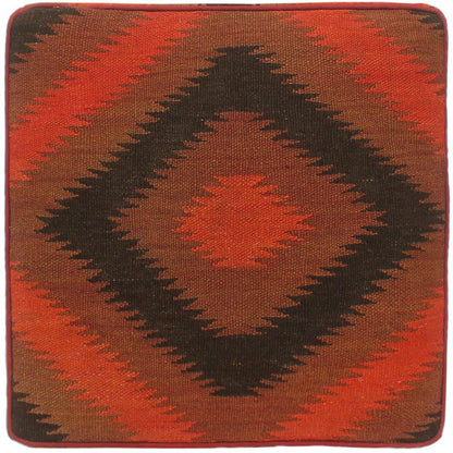 Southwestern Bradbury Handmade Kilim Upholstered Ottoman by Bareens Designer Rugs