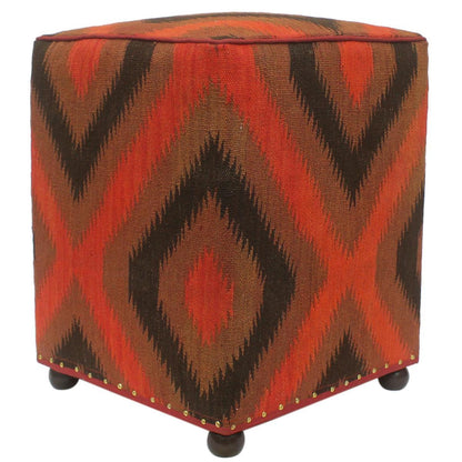 Southwestern Bradbury Handmade Kilim Upholstered Ottoman by Bareens Designer Rugs