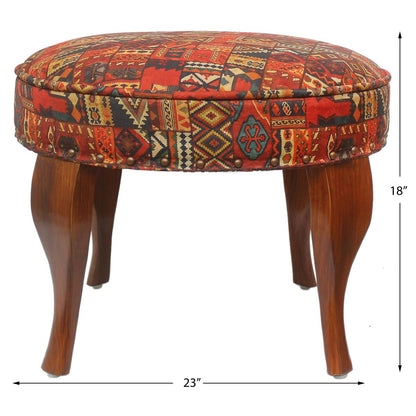 Rustic Moriah Handmade Jaquard Upholstered Ottoman by Bareens Designer Rugs