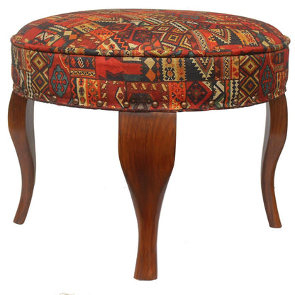 Rustic Moriah Handmade Jaquard Upholstered Ottoman by Bareens Designer Rugs