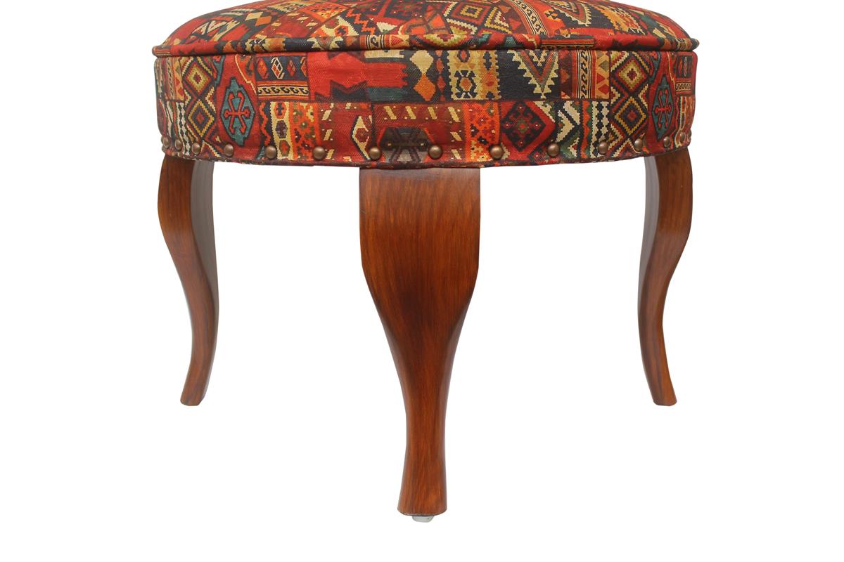 Rustic Moriah Handmade Jaquard Upholstered Ottoman by Bareens Designer Rugs