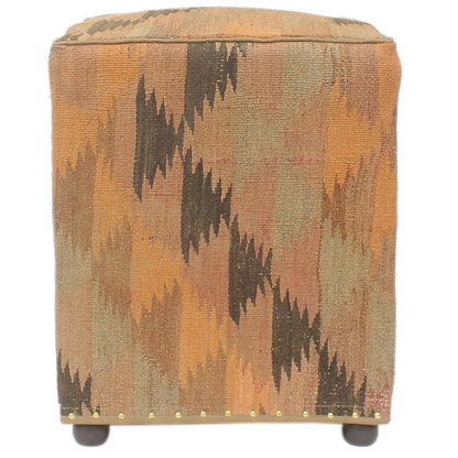 Retro Melanie Handmade Kilim Upholstered Ottoman by Bareens Designer Rugs