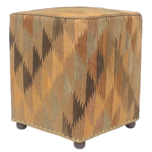 Shabby Chic Tessa Handmade Kilim Upholstered Ottoman by Bareens Designer Rugs