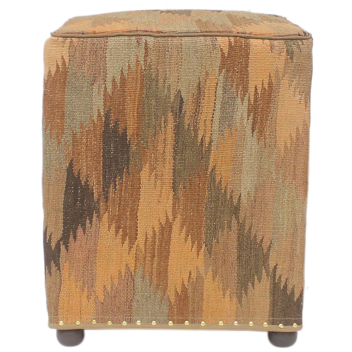 Shabby Chic Tessa Handmade Kilim Upholstered Ottoman by Bareens Designer Rugs