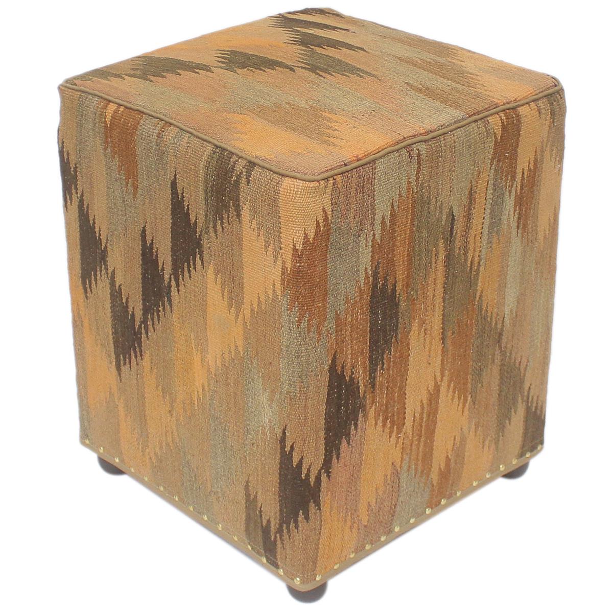 Shabby Chic Tessa Handmade Kilim Upholstered Ottoman by Bareens Designer Rugs