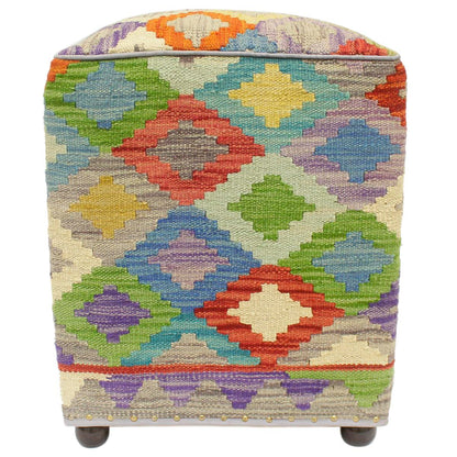 Retro Mills Handmade Kilim Upholstered Ottoman by Bareens Designer Rugs