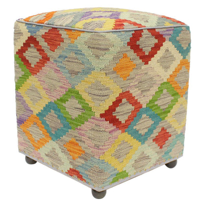 Tribal Pearson Handmade Kilim Upholstered Ottoman by Bareens Designer Rugs