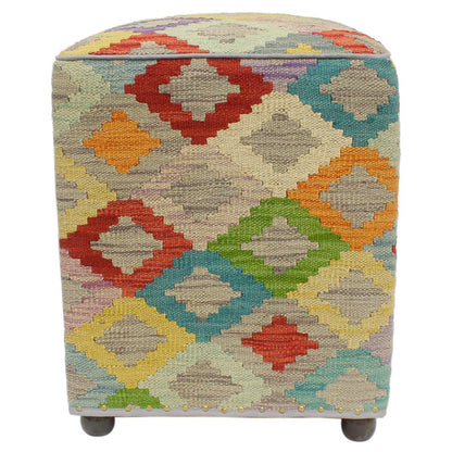 Tribal Pearson Handmade Kilim Upholstered Ottoman by Bareens Designer Rugs