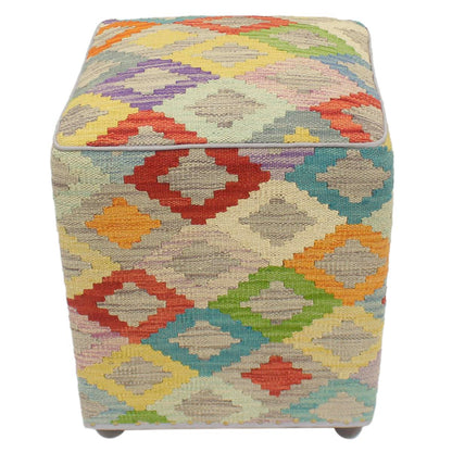 Tribal Pearson Handmade Kilim Upholstered Ottoman by Bareens Designer Rugs