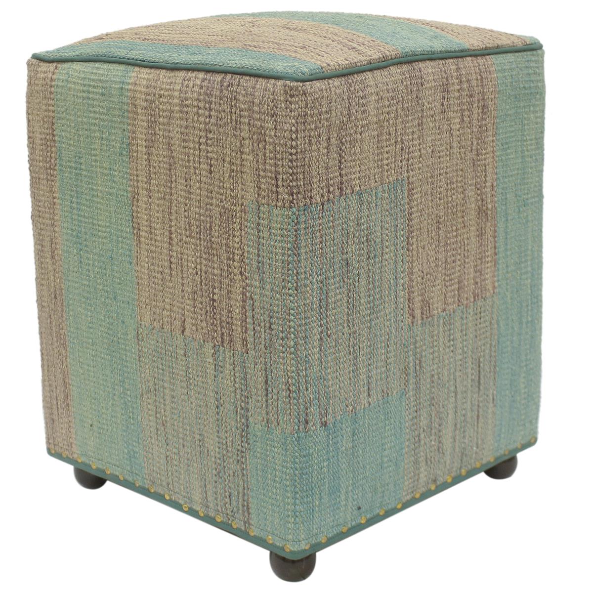 Retro Ferrell Handmade Kilim Upholstered Ottoman by Bareens Designer Rugs