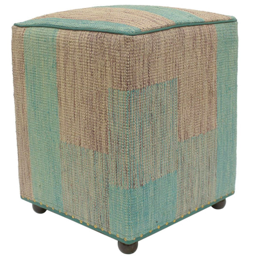 Retro Ferrell Handmade Kilim Upholstered Ottoman by Bareens Designer Rugs