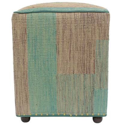 Retro Ferrell Handmade Kilim Upholstered Ottoman by Bareens Designer Rugs