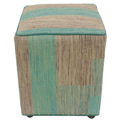 Retro Ferrell Handmade Kilim Upholstered Ottoman by Bareens Designer Rugs