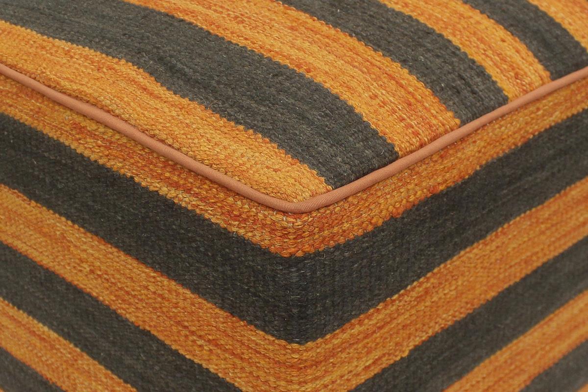 Rustic Zimmerma Handmade Kilim Upholstered Ottoman by Bareens Designer Rugs