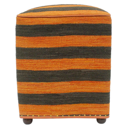 Shabby Chic Acevedo Handmade Kilim Upholstered Ottoman by Bareens Designer Rugs