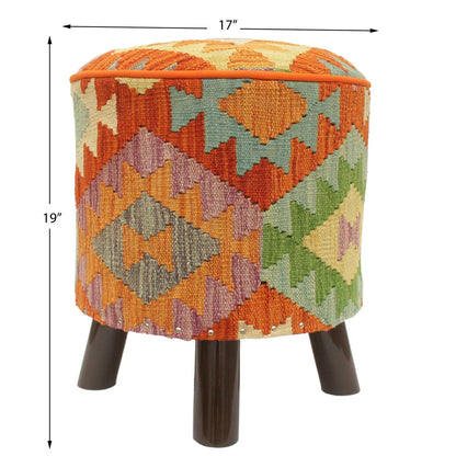 Shabby Chic Larson Handmade Kilim Upholstered Footstool by Bareens Designer Rugs