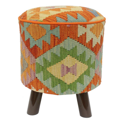 Shabby Chic Larson Handmade Kilim Upholstered Footstool by Bareens Designer Rugs