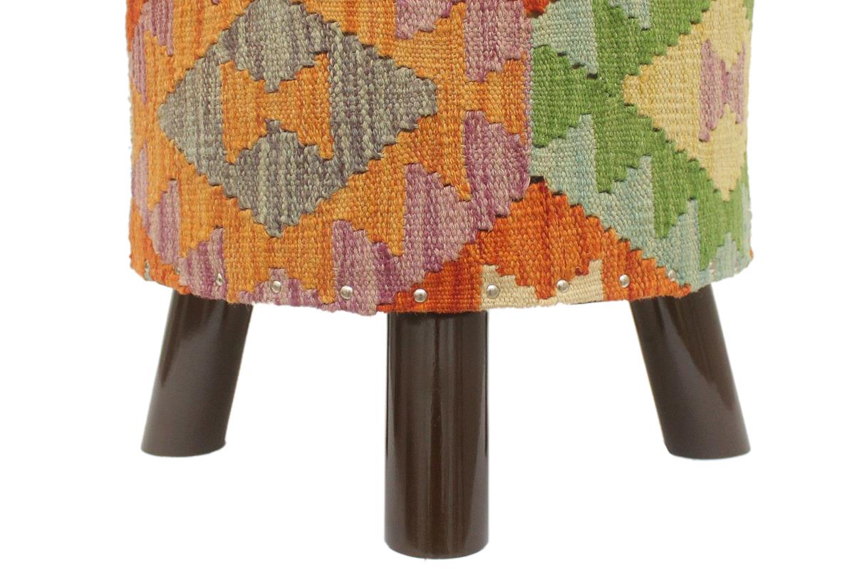 Shabby Chic Larson Handmade Kilim Upholstered Footstool by Bareens Designer Rugs