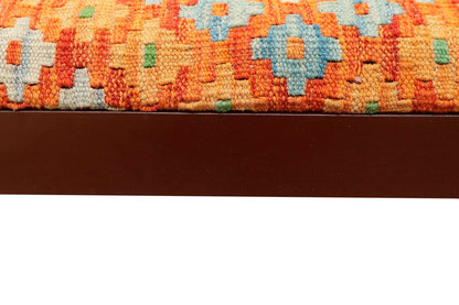 Modern Carver Kilim upholstered Handmade wood Storage Bench by Bareens Designer Rugs