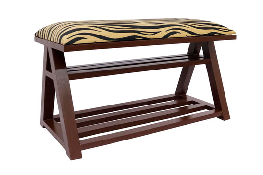 Zebra print Casillas Italian Velvet upholstered Handmade wood Storage Bench by Bareens Designer Rugs