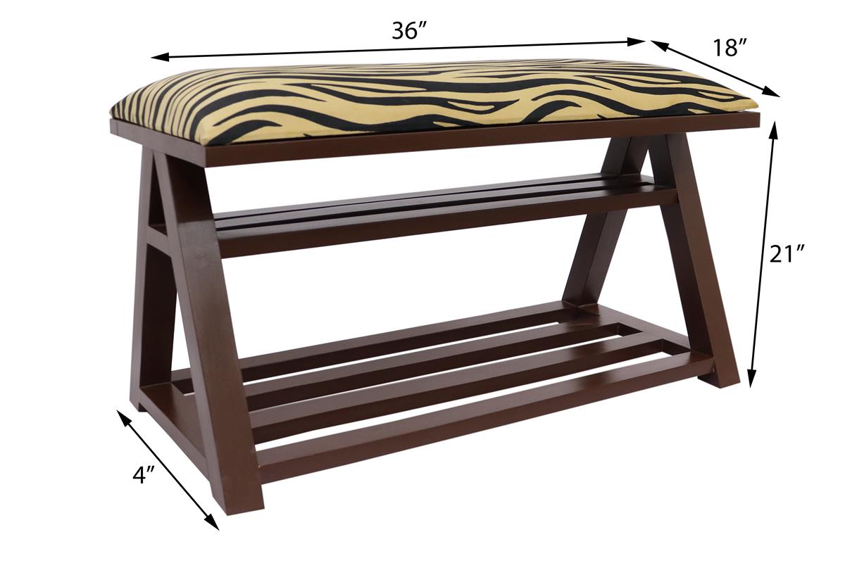 Zebra print Casillas Italian Velvet upholstered Handmade wood Storage Bench by Bareens Designer Rugs