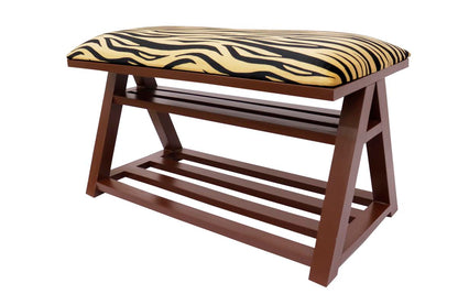 Zebra print Casillas Italian Velvet upholstered Handmade wood Storage Bench by Bareens Designer Rugs