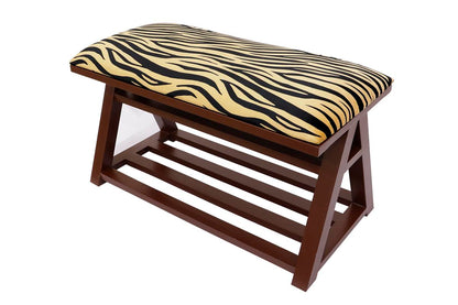 Zebra print Casillas Italian Velvet upholstered Handmade wood Storage Bench by Bareens Designer Rugs