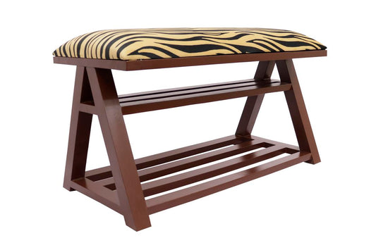 Retro Zebra Print Caskey Italian Velvet upholstered Handmade wood Storage Bench by Bareens Designer Rugs