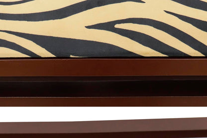 Retro Zebra Print Caskey Italian Velvet upholstered Handmade wood Storage Bench by Bareens Designer Rugs