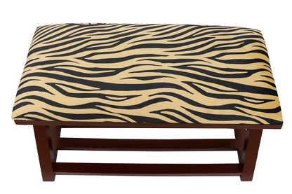 Retro Zebra Print Caskey Italian Velvet upholstered Handmade wood Storage Bench by Bareens Designer Rugs