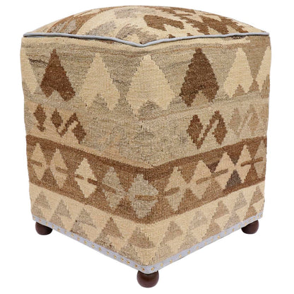 Shabby Chic Cerda Handmade Kilim Upholstered Ottoman by Bareens Designer Rugs