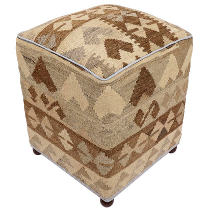 Shabby Chic Cerda Handmade Kilim Upholstered Ottoman by Bareens Designer Rugs