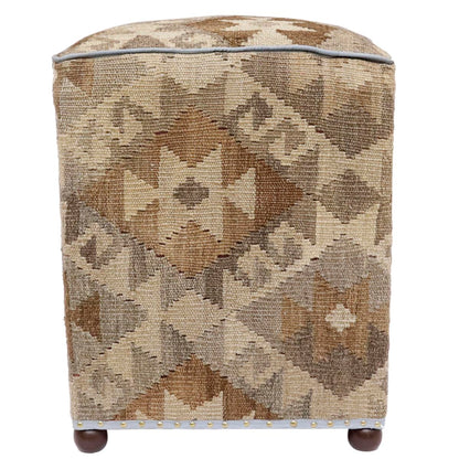 Tribal Chapin Handmade Kilim Upholstered Ottoman by Bareens Designer Rugs