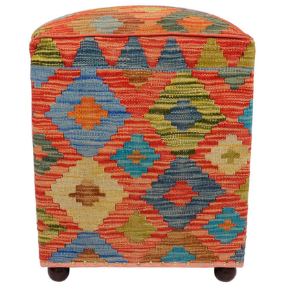 Tribal Loreen Handmade Kilim Upholstered Ottoman by Bareens Designer Rugs