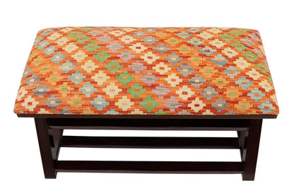 Shabby Chic Jackie Kilim upholstered Handmade wood Storage Bench by Bareens Designer Rugs