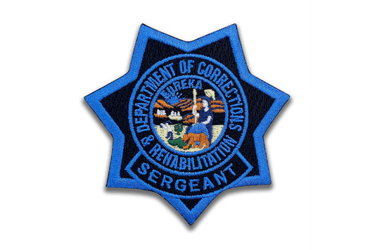 SERGEANT <br> CDCR Blue Ribbon <br> Star Badge Patch by Custom Pins & Buckles