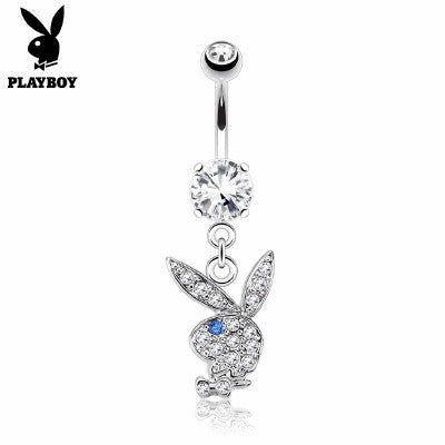 Playboy Bunny Belly Ring CZ Paved Head by Fashion Hut Jewelry