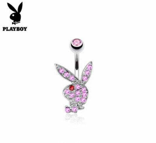 Playboy Bunny Belly Ring CZ Pink /Red Eye by Fashion Hut Jewelry