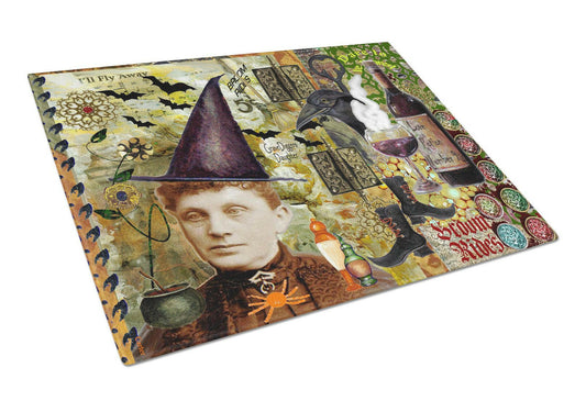 Broom Rides and Spells Halloween Glass Cutting Board Large PJC1069LCB by Caroline's Treasures