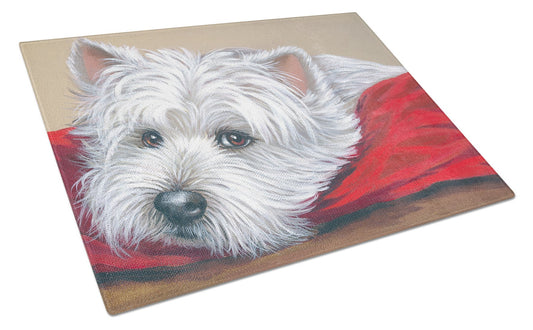 Westie Red Pillow Glass Cutting Board Large PPP3284LCB by Caroline's Treasures