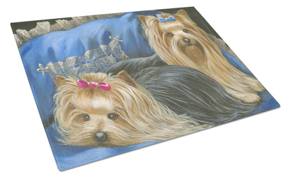 Yorkshire Terrier Yorkie Satin and Lace Glass Cutting Board Large PPP3293LCB by Caroline's Treasures