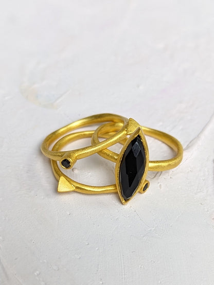 Onyx Marquis Stacking Ring by Ash & Rose