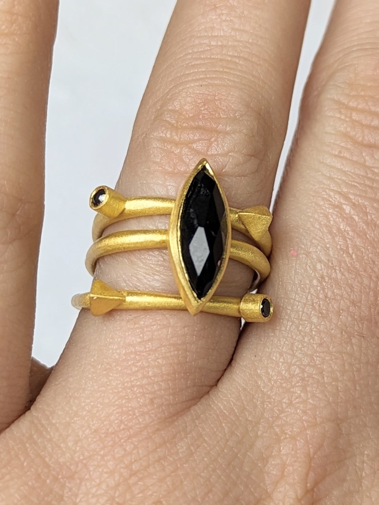 Onyx Marquis Stacking Ring by Ash & Rose